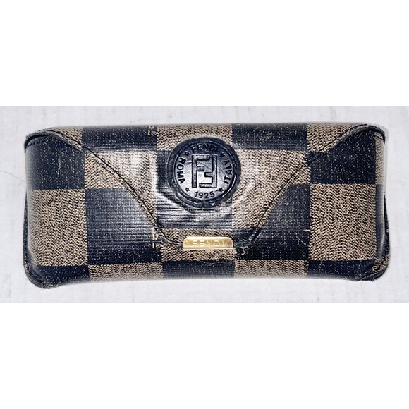 Vintage FENDI Italy Brown Classic Checkered Sunglass CASE ONLY - Picture 2 of 16